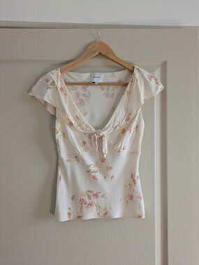 Reformation Reagan Floral Top Cream Size S